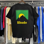 Rhude T-shirts Sunset Classic Print Cotton Casual Short Sleeve Men and Women