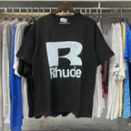 Rhude T-shirts Solid Color R Letter Printing Cotton Casual Short Sleeve Men and Women