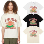 Rhude T-shirts Coconut Printed Cotton Casual Short Sleeve Men and Women