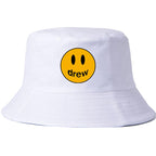 Drew House Justin Bieber Hat Bucket Hat Fishing Cap Cotton Print Fisherman Hat Smiley Face Printing Summer Casual