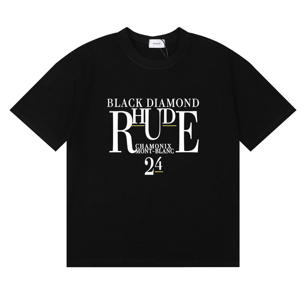 Rhude T-shirts Diamond Solid Color Letter Printing Cotton Casual Short Sleeve Men and Women