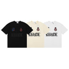 Rhude T-shirts Gothic Letter Badge Printing Cotton Casual Crew Neck Short Sleeve Men and Women