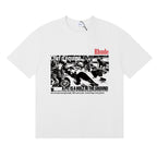 Rhude T-shirts Racing Tire Change Scene Printed Cotton Casual Short Sleeves Men and Women