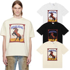 Rhude T-shirts Horse Frame Printing Cotton Casual Short Sleeve Men and Women