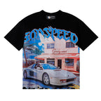 Godspeed T-shirts Convenience Store White Car Printing Cotton Casual Short Sleeve Men's and Women's