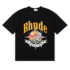 Rhude T-shirts Sailing Nautical Printing Cotton Casual Short Sleeves Men and Women