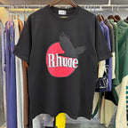 Rhude T-shirts Black Peace Dove Print Cotton Casual Short Sleeve Men and Women