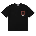 Rhude T-shirts Chevron Red Printed Cotton Casual Short Sleeve Men and Women