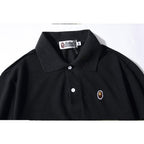 Bathing Ape T-Shirt Solid Color Casual Embroidered Short-Sleeved Polo Shirt