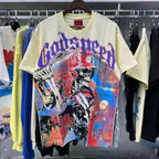 Godspeed T-shirts Skull Baseball Players Printed Cotton Casual Short Sleeves Men and Women