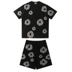 Denim Tears Outfit:T-shirt/Shorts (Separate Purchase Options) Puff Print Short Sleeve T-shirt Loose Couple Shorts Suit