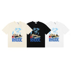 Rhude T-shirt Racing Formula Letter Logo Pattern Short Sleeve T-shirt