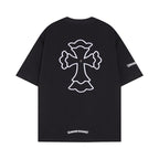 Chrome Heart T Shirts Cross Print Short Sleeve T-Shirt Loose