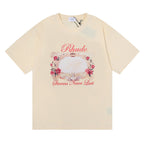 Rhude T-shirt Rose Mirror Print Short Sleeve T-shirt