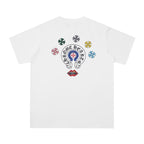 Chrome Heart T Shirts Cross Leather Print Short Sleeve T-Shirt Loose