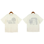 Rhude T-shirt Micro Label Letter Logo Line Pattern Short Sleeve T-shirt Loose