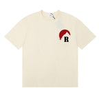 Rhude T-shirt Letter Snow Mountain Sunset Pattern Short Sleeve T-shirt
