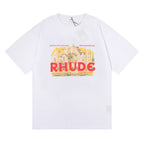 Rhude T-shirt Micro Label Castle Letter Logo Pattern Short Sleeve T-shirt Loose