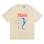 Rhude T-shirt Art Abstract Design Printed Short Sleeve T-shirt