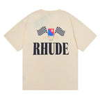 Rhude T-shirt Alphabet Flag Print Short Sleeve T-shirt