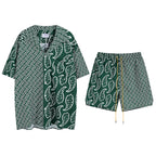Rhude T-shirt Family Totem Casual Short Sleeve Shirt, Shorts