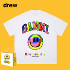 Drew T-shirts Graffiti Smiley Face Short Sleeve Loose Men