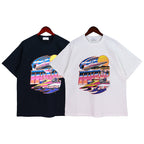 Rhude T-shirt Vintage Yacht Color Alphabet Print Short Sleeve T-shirt