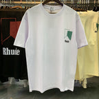Rhude T-shirt Micro Standard Geometric Square Color Matching Printed Short Sleeve T-shirt