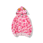 Bathing Ape Hoodie Autumn and Winter Shark Head Terry Sweater Men's and Women's Casual Camouflage Thin Sweater Baggy Coat