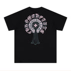 Chrome Heart T Shirts Cross Print Short Sleeve T-Shirt Loose