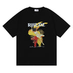 Rhude T-shirt Micro Label Alphabet Art Abstract Short Sleeve T-shirt