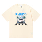 Rhude T-shirt F1 Racing Letter Logo Pattern Short Sleeve T-shirt