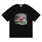 Rhude T-shirt Micro Label Letter F1 Racing Printed Short Sleeve T-shirt Loose Half Sleeve Shirt