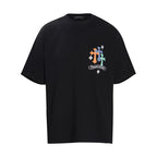 Chrome Heart T Shirts Cross Leather Print Short Sleeve T-Shirt Loose