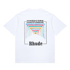 Rhude T-shirt Rainbow Square Circle Printed Short Sleeve T-shirt