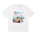 Rhude T-shirt Alphabet Coconut Racing Pattern Short Sleeve T-shirt