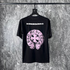 Chrome Heart T Shirts Pink Sanskrit Leather Short Sleeve T-Shirt