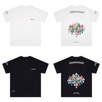 Chrome Heart T Shirts Colorful Cross Flower Arm Short Sleeve