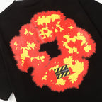 Denim Tears T-shirts Flame Wood Cotton Printed Loose Short Sleeve T-shirt