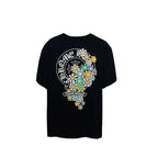 Chrome Heart T Shirts Cross Leather Print Short Sleeve T-Shirt Loose
