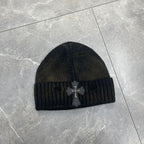 Chrome Heart Beanie Frayed Knitted Hat Korean Version Simple Warm Ear Protector Wool Hat