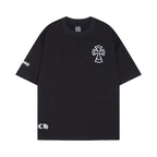 Chrome Heart T Shirts Cross Print Short Sleeve T-Shirt Loose