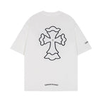 Chrome Heart T Shirts Cross Print Short Sleeve T-Shirt Loose