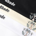 Rhude T-shirts Coconut Crown Printing Cotton Casual Short Sleeve Men and Women