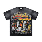 MAJESTIK Rhinestone Distressed Graphic T-Shirt ¡ª hero