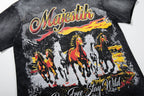 MAJESTIK Rhinestone Distressed Graphic T-Shirt ¡ª front
