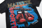 MAJESTIK Washed Black Boxing Graphic T-Shirt ¡ª front