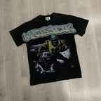 MAJESTIK Bulldog Football Graphic Cropped T-Shirt ¡ª front