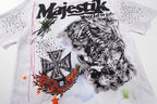 MAJESTIK Distressed Stone-Inlay Graphic T-Shirt ¡ª detail