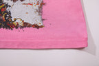 MAJESTIK Pink Rhinestone Distressed Graphic T-Shirt ¡ª detail